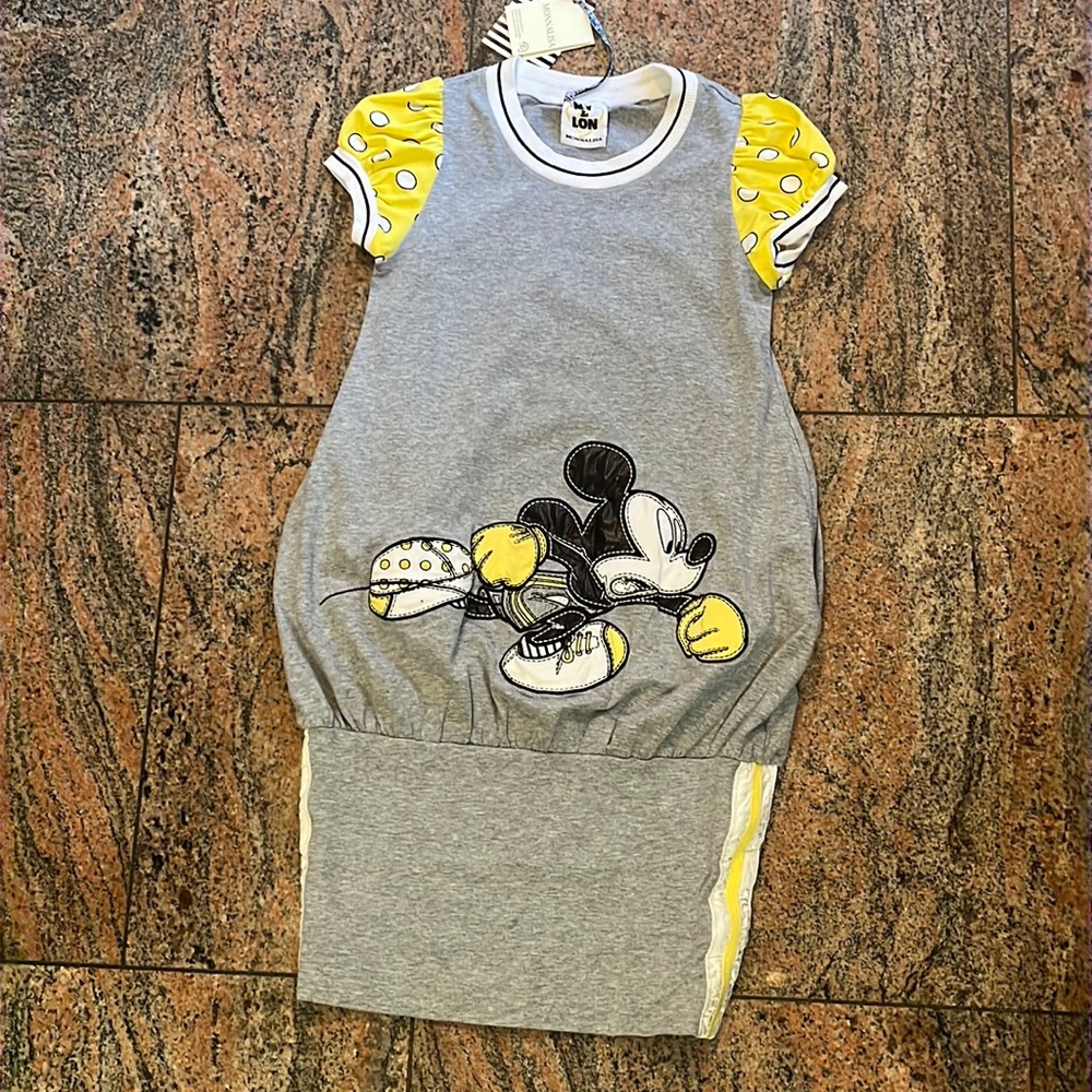 Monnalisa dress girls sz 12 grey Mickey NWT